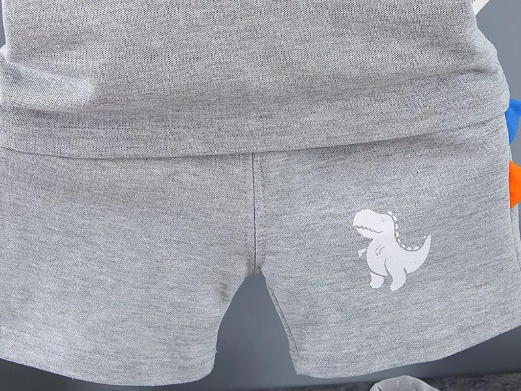 2024 New Style Baby Dinosaur Printed Turn-down Collar Pant Sets