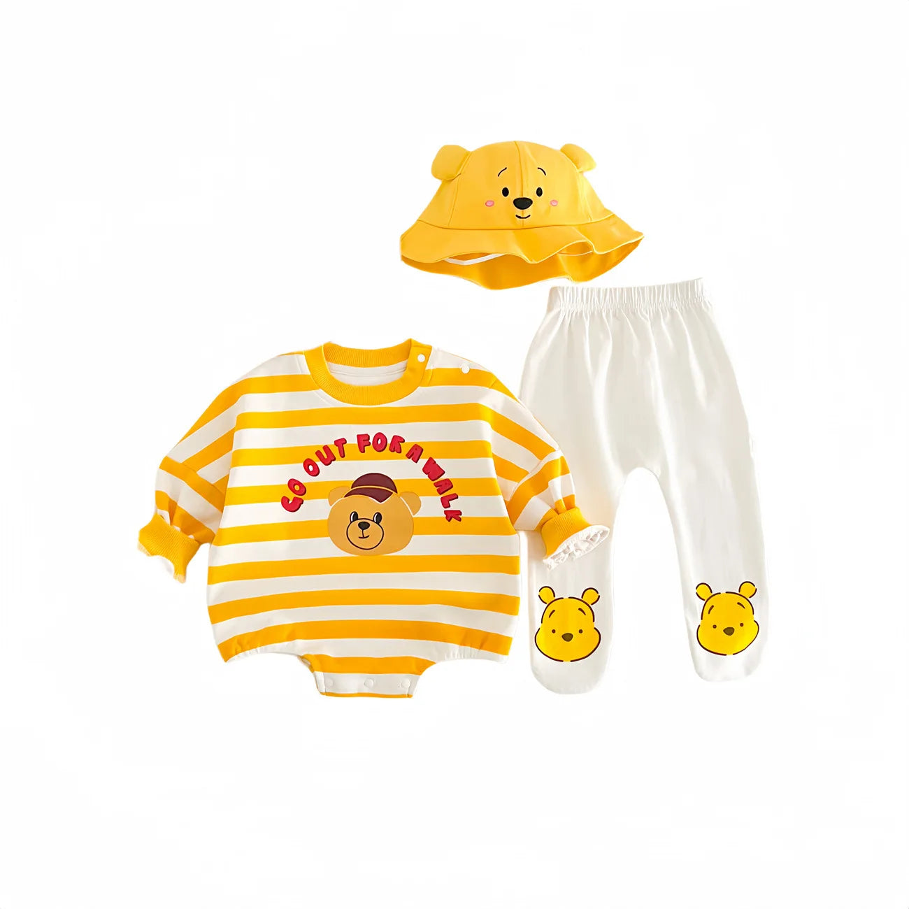 2024 Baby Clothes 100% Cotton Newborn Yellow Striped Bear Baby Clothes for Boys Girls Bodysuit for Newborns Jumpsuit for Kids