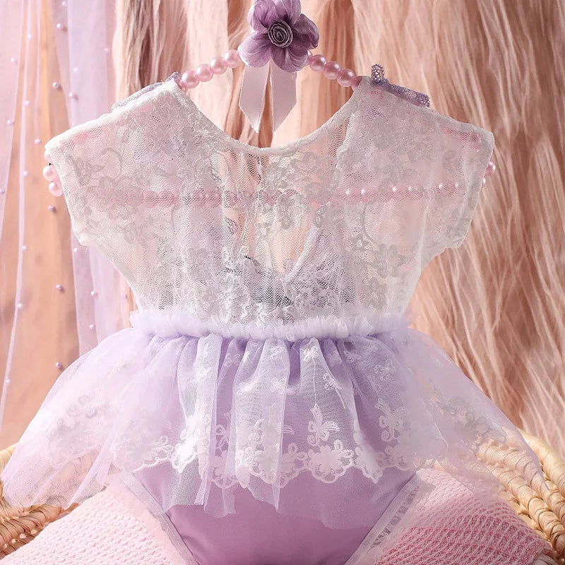 ❤️Newborn Clothing Headband+Lace Jumpsuits 2Pcs/set Baby Photo Props
