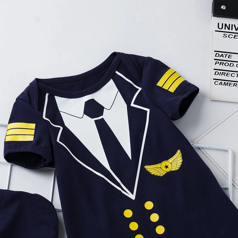 2PCS Newborn Pilot Cotton Jumpsuits