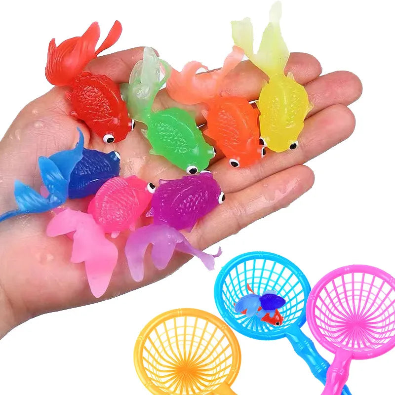 10Pcs/Set Kawaii Simulation Rubber Goldfish Baby Bath Toys
