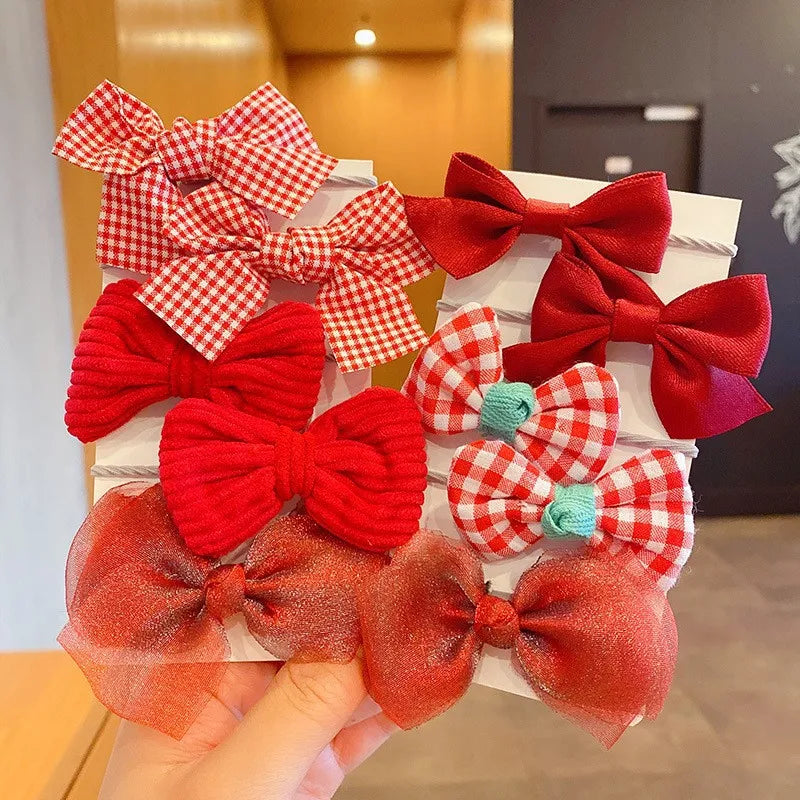 10Pcs/Set Big Bow Flower Elastic Hairbands