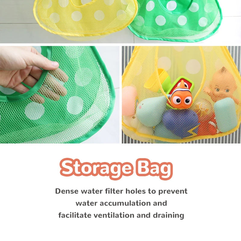 Baby Bath Toys Cute Duck Frog Mesh Net Toy Storage Bag
