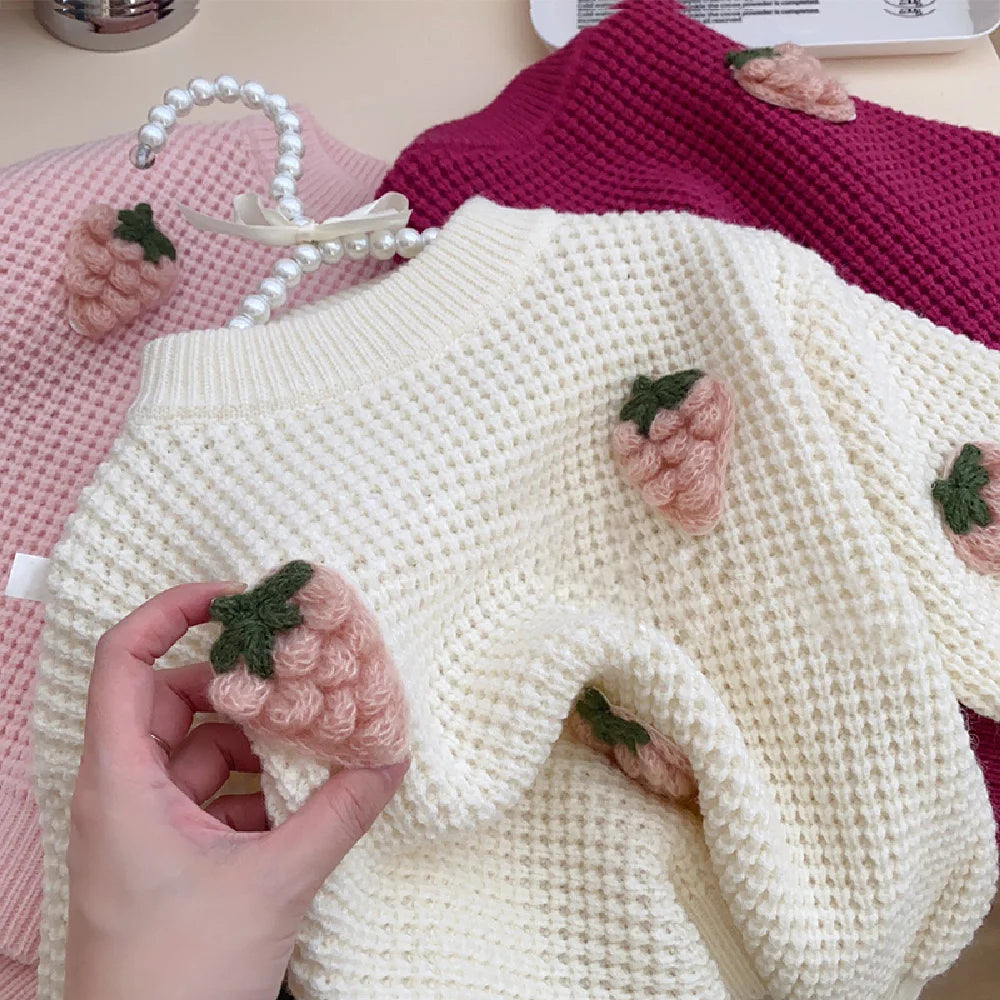 Winter Fashion 3D Strawberry Knitted Cute Thermal Sweater