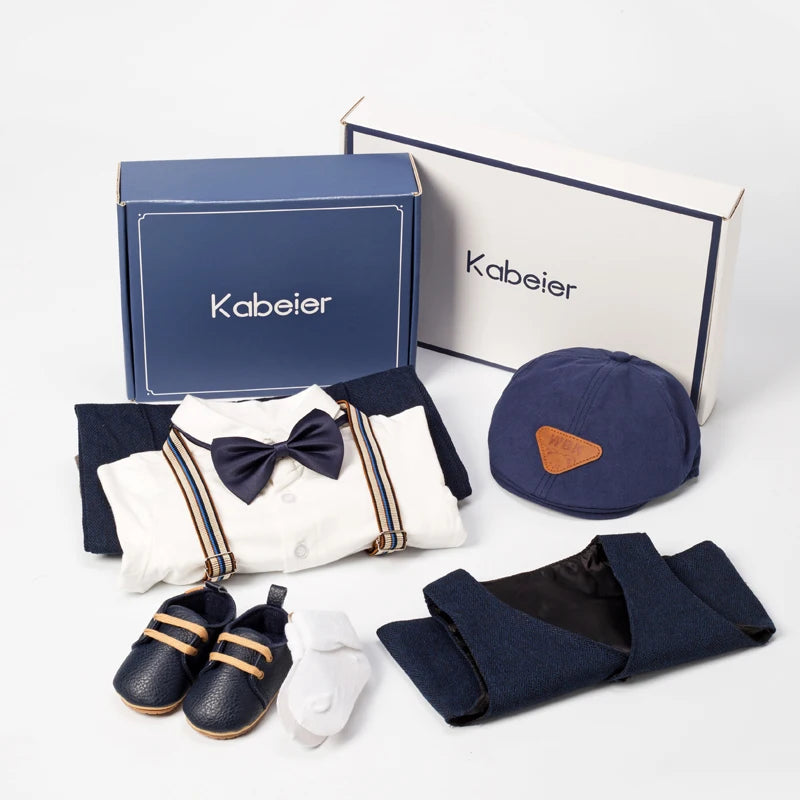 Newborn Gift Set Gentleman Romper Clothes Suit with Box 3 6 12 Months