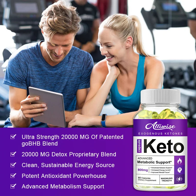 Alliwise Keto Capsule Fat Burner Ketosis Weight Loss Natural Ketogenic Healthy Supplement Diet Promote Energy Metabolic Appetite