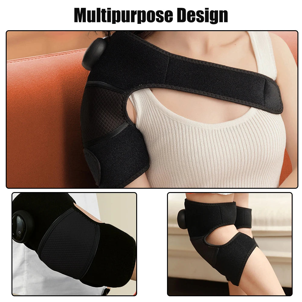 3 in 1 Thermal Knee Massager Shoulder Knee Elbow Heating Massage Support Brace Rechargeable Vibration Pad Arthritis Pain Relief