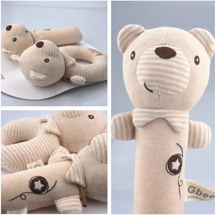 Baby Rattles Soft Cartoon Cute Plush Animal Rattles Toys