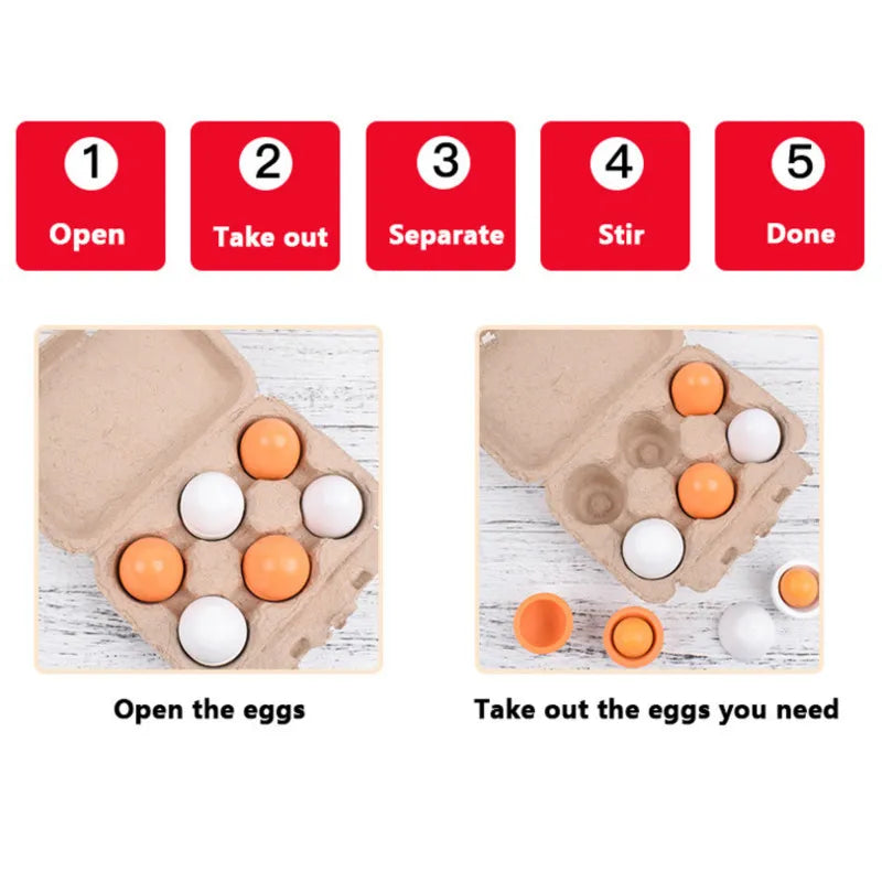 6PCS Eggs With Box Pretend Play Kitchen Toys