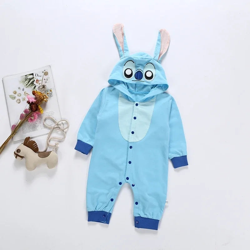 Autumn Newborn Baby Cartoon Minnie Mouse Print Cotton Jumpsuit