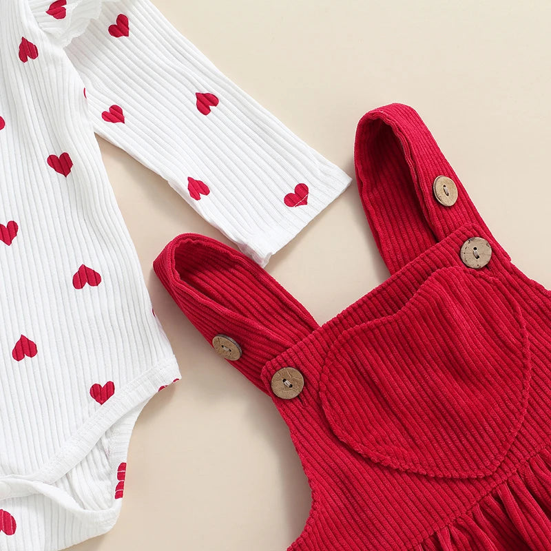 Valentine's Day Infant Baby Girl's Two-Piece Suit Heart Pattern