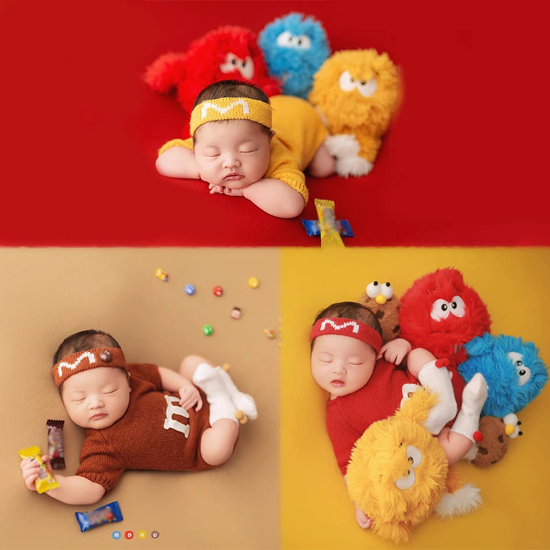 Newborn Photography Outfit Cute Knitted Sports Headband Theme Set