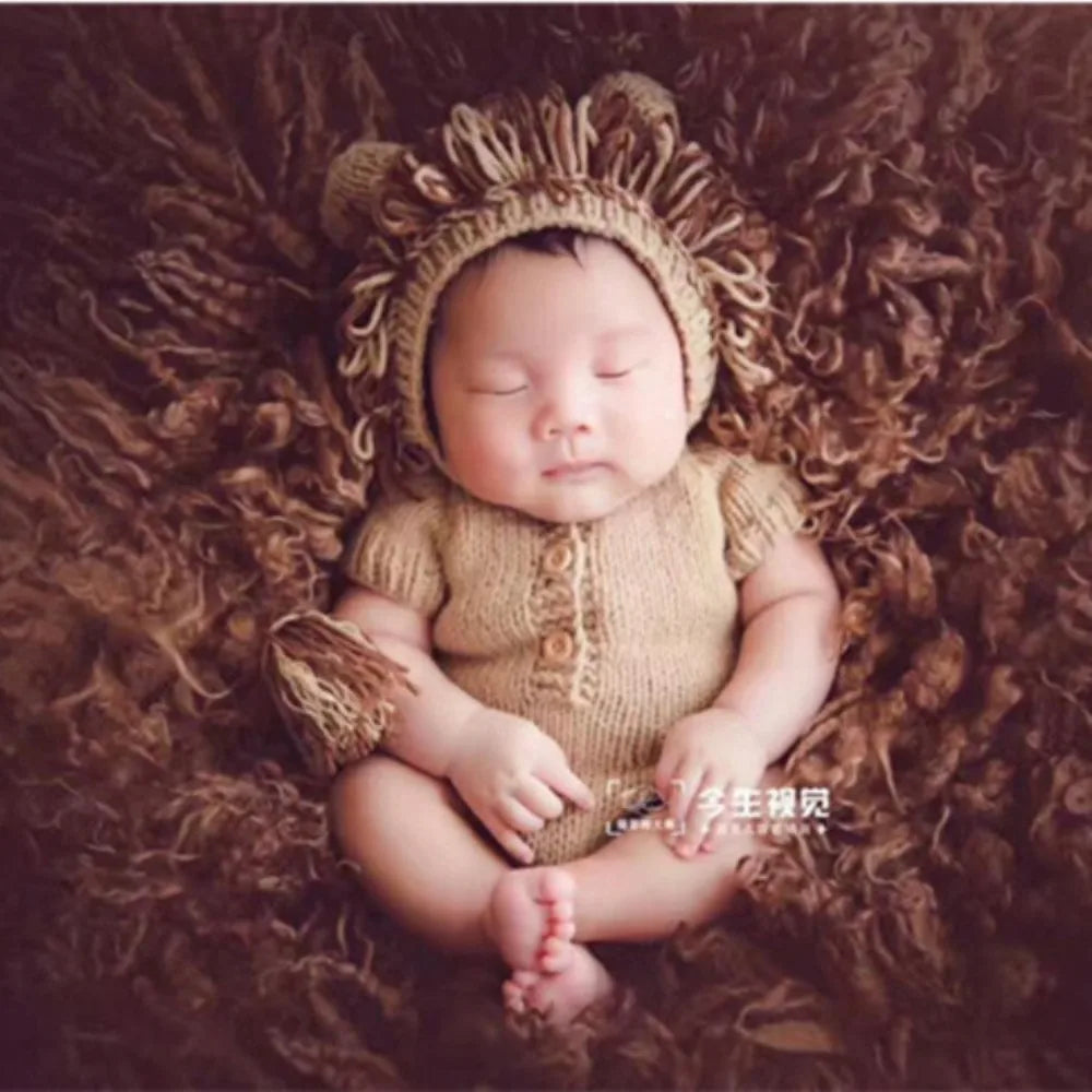 Newborn Infant Hat & Jumpsuits Lion Hat Sweater Photograph Prop