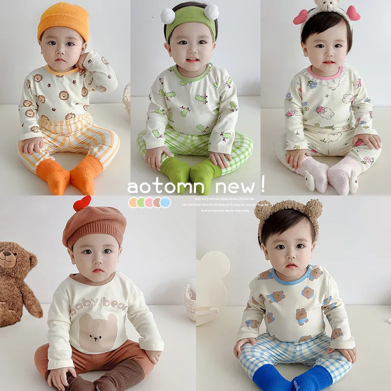 2024 Korean Outfit Set Cotton Pajamas 0 To 24 Months