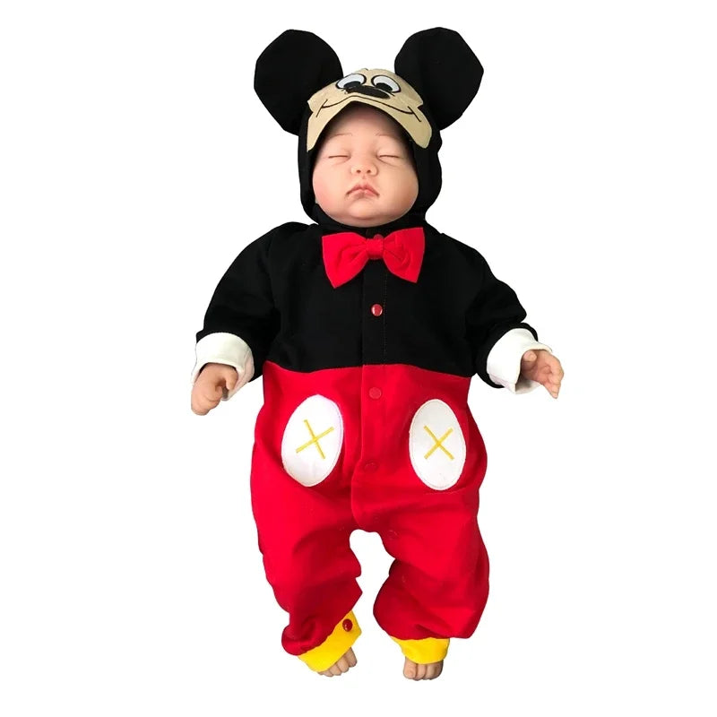 Autumn Newborn Baby Cartoon Minnie Mouse Print Cotton Jumpsuit