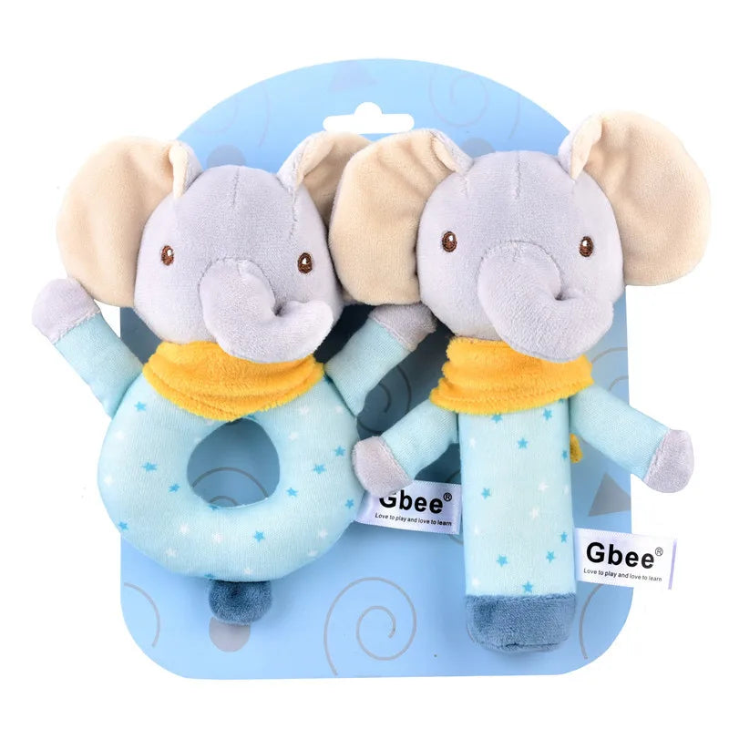 Colourful Animal Rattle Plush Stuffed Handbell Baby Soft Rattle Toys