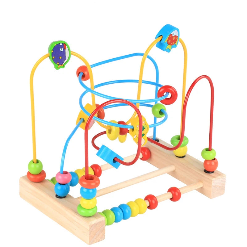 Montessori Toys Baby Wooden Roller Coaster Bead Maze Toddler