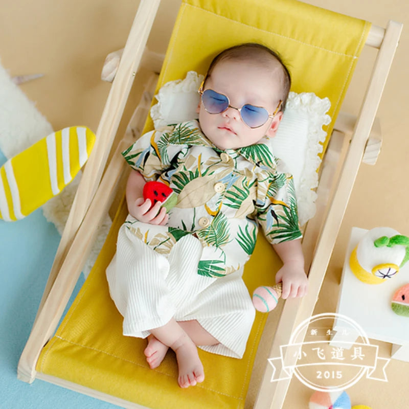 Summer Beach Vacation Style Printed Shirt Photography ニューボーンフォト