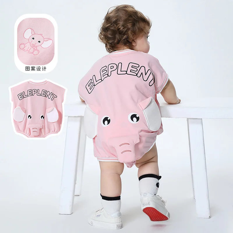 Summer Newborn Baby Cartoon Elephant Outfits Toddler Playsuits