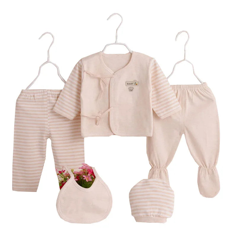 Newborn 5-piece Cotton Baby Clothes 0-3 Months Set