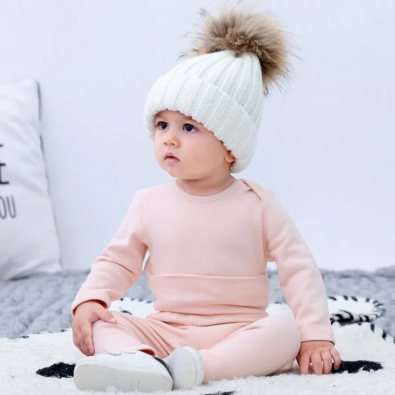 0-3 Years Kid Baby Tops+Pant 2-piece Set Cotton Thermal Underwear Suit Boys Girls Neonate Pajama Sleepwear Spring Autumn Clothes