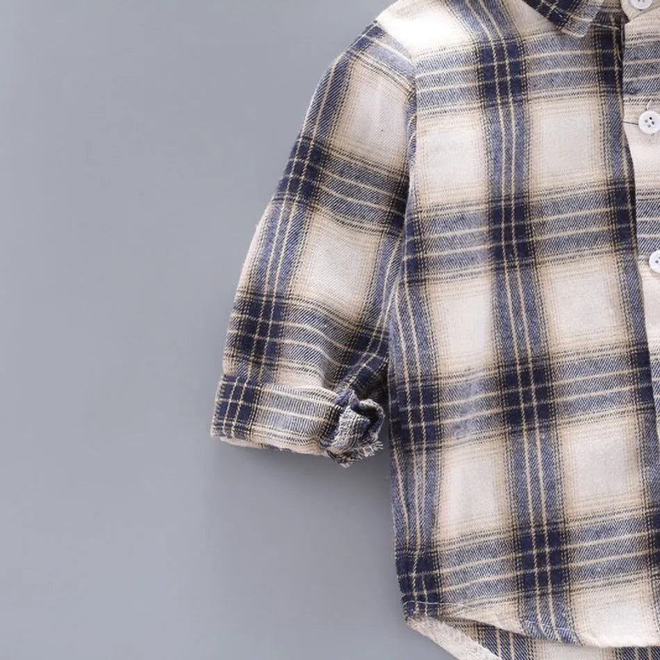 2024 Korean Fashion Baby Buffalo Plaid Flannel Shirt Casual Shirt 0-5T