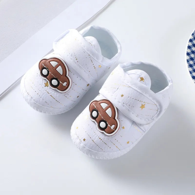 Korean Style Cartoon Car Pattern Soft Shoes (0-8 Months)