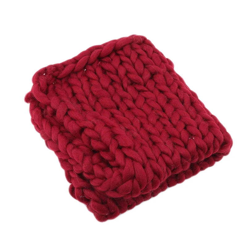 Newborn Knitted Wool Crochet Chunky Knit Blanket Basket