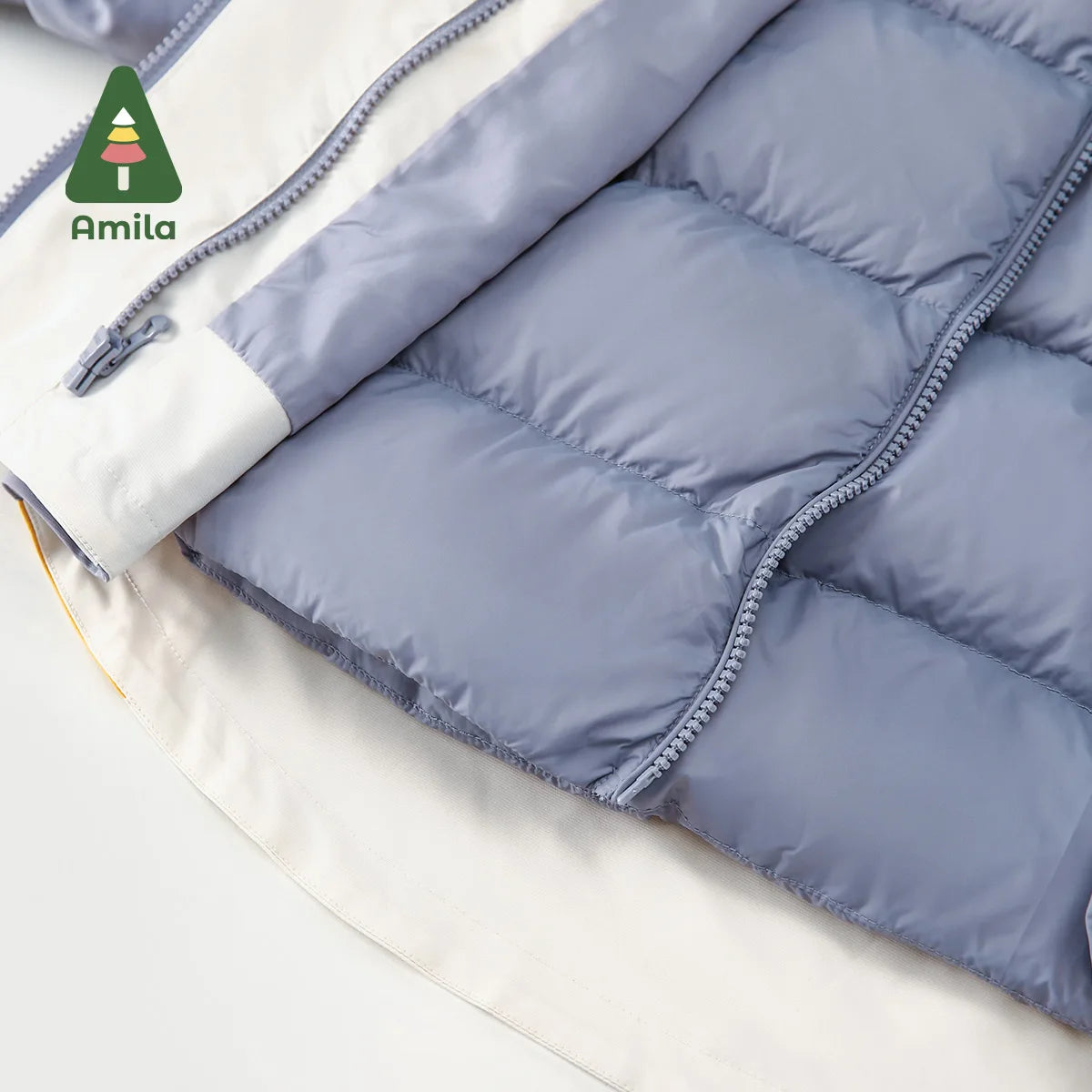 Amila Baby's Down Jacket 2022 Winter New Baby Boys Letter Warmth Patchwork Cloth Pocket Coat With Solid Color Hooded Jackets