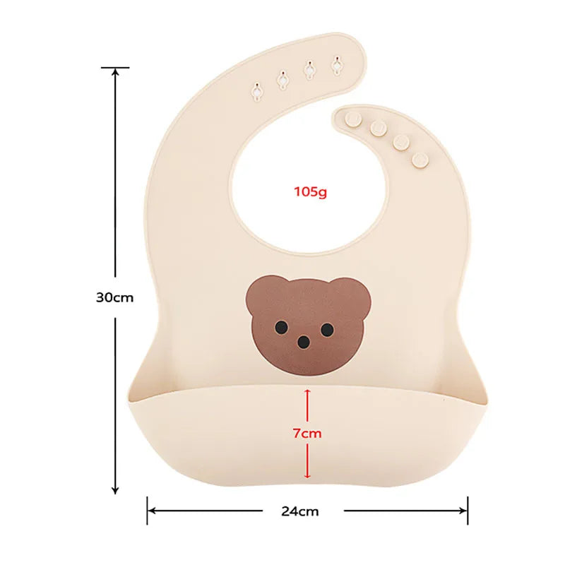 Waterproof Soft Baby Silicone Bibs Cute Cartoon Printed