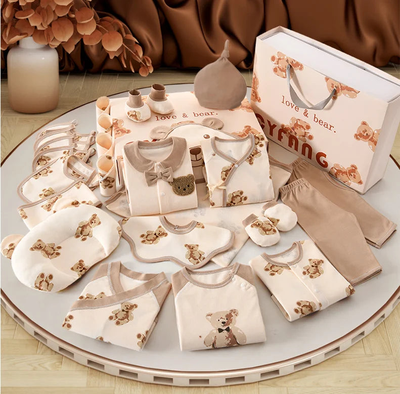 20/22/24/26pcs Cartoon Bear Newborn Baby Clothes Set Cotton Baby Boy Girl Clothes Suit Newborn Gift Baby Shower Gift No Box