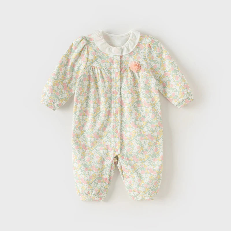 Floral Cotton New Born Baby Girl Jumpsuit