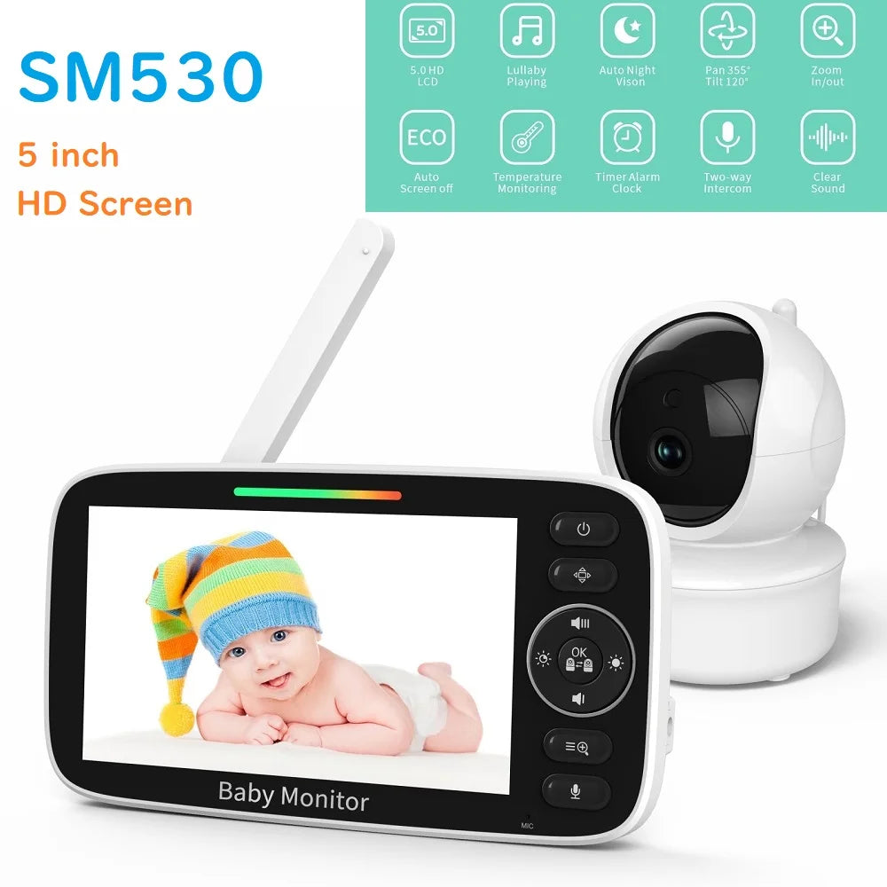 inch HD Baby Monitor IPS Split Screen 4000mAh Video Zoom