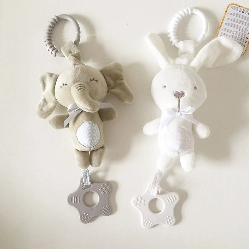 Cartoon Animal Shake Bell Pendant Plush Elephant Rabbit Cute Rattle