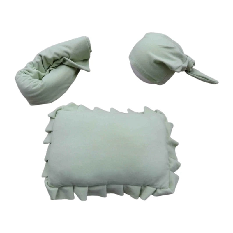 Newborn Photo Props Pillow & Wrap Blanket & Muslin Hat Set