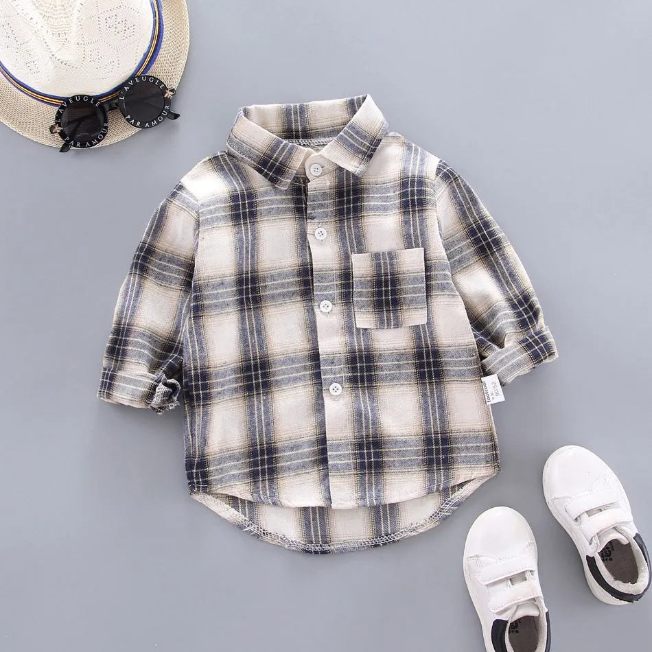 2024 Korean Fashion Baby Buffalo Plaid Flannel Shirt Casual Shirt 0-5T