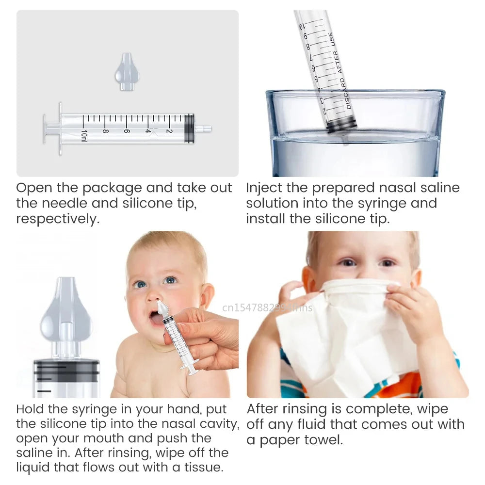 2Pcs Baby Nose Cleaner Rhinitis Nasal Washer Needle Tube Baby Nasal Aspirator Cleaner Syringe Babe Nose Washing for Kid Children