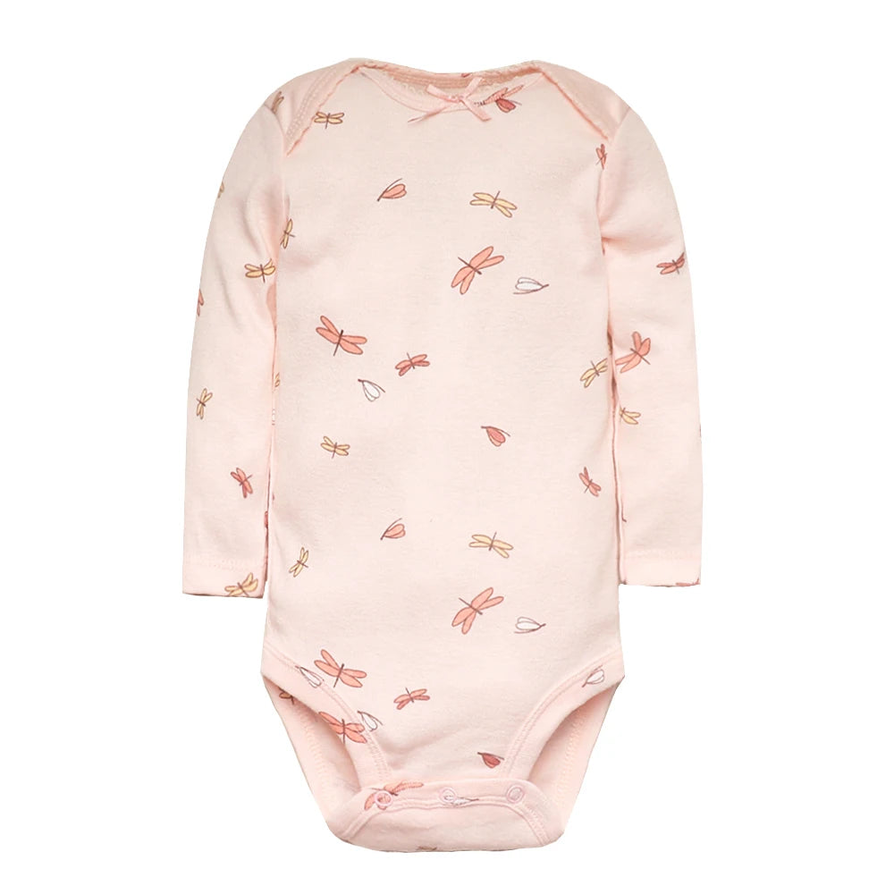 3-5Pcs/Lot Baby Bodysuits Long Sleeves Clothes 100% Cotton
