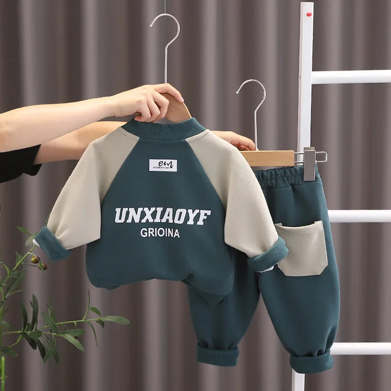 2023 New Baby Boys Clothing Set Spring Autumn Children Cotton Patchwork Tops Pants 2Pcs Outfits Kids Sportswear Casual Costume