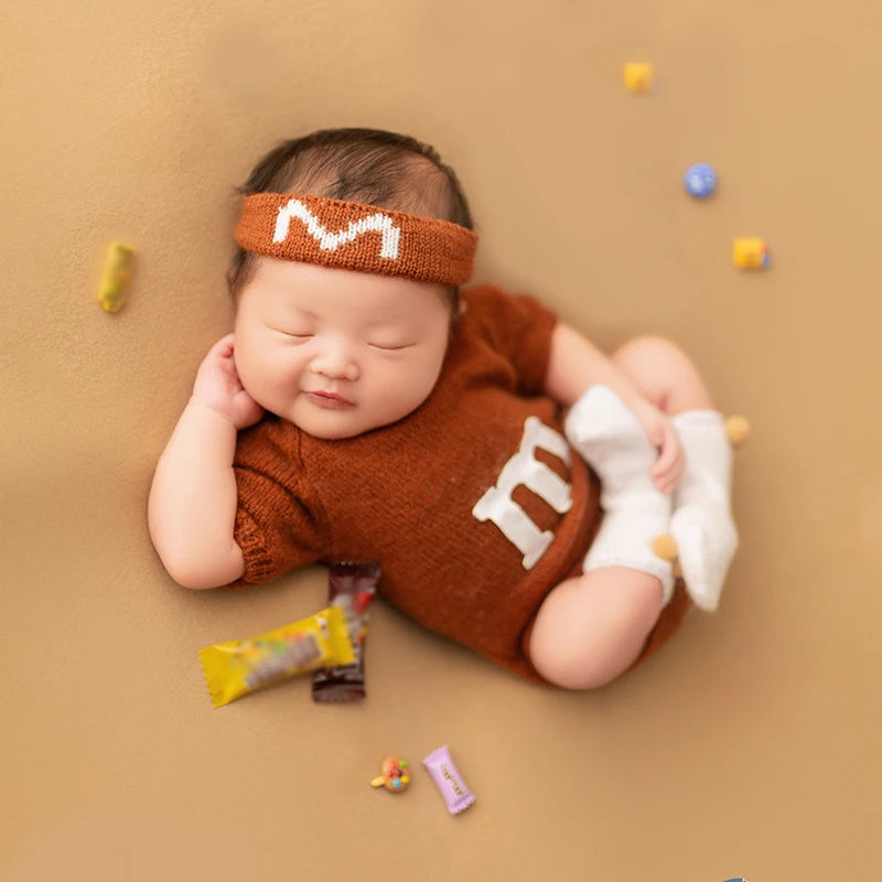 Newborn Photography Outfit Cute Knitted Sports Headband Theme Set