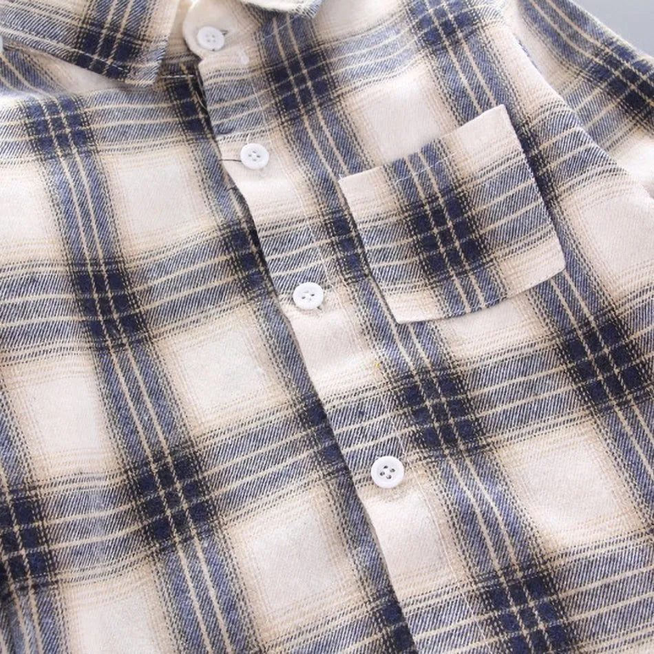 2024 Korean Fashion Baby Buffalo Plaid Flannel Shirt Casual Shirt 0-5T