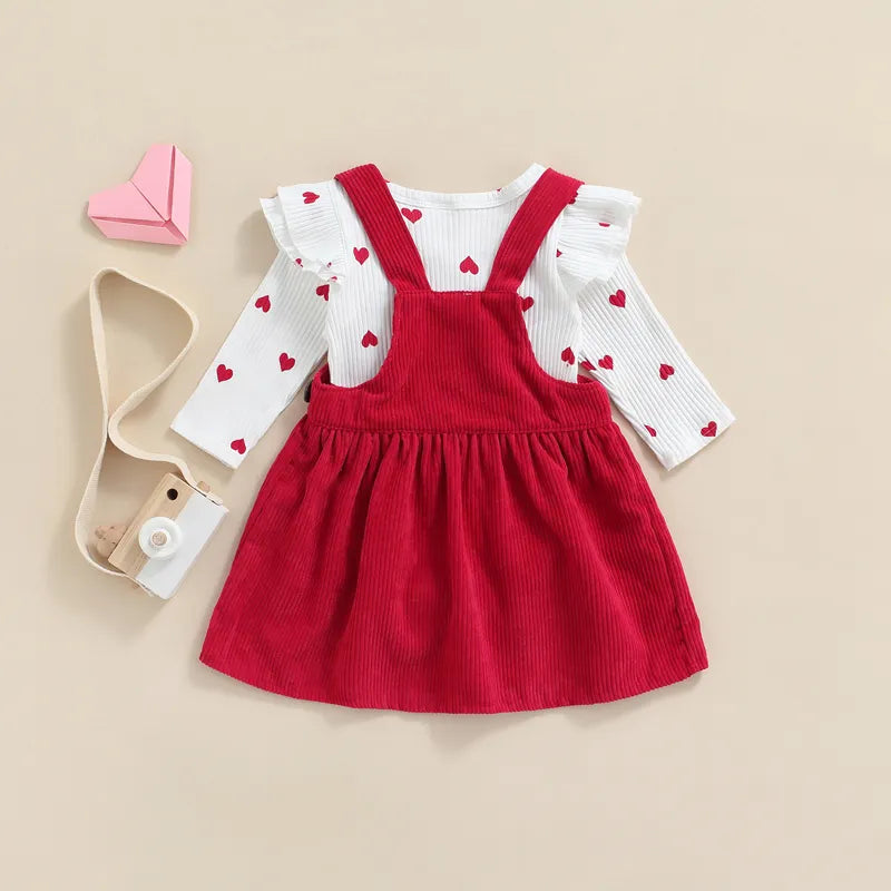 Valentine's Day Infant Baby Girl's Two-Piece Suit Heart Pattern