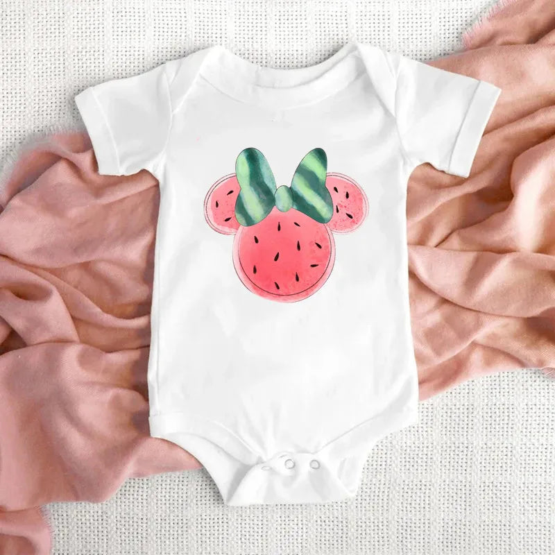 100% Cotton Babies Clothes Minnie Mouse Head New Born Bodysuit
