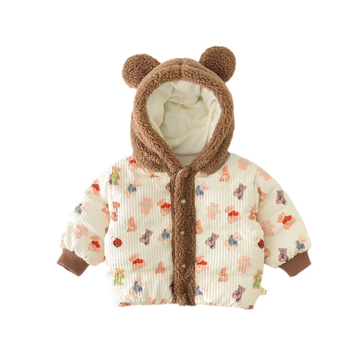 7952 Baby Coat 2023 Winter New Cotton-padded Baby Girl's Jacket Coat Cartoon Bear Boy's Coat Velvet Warm 0-4Y Kid's Coat.
