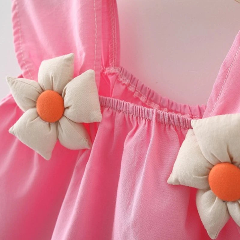 2pcs Cotton Baby Girls Dress+Sunhat Princess Clothes 1-3Y