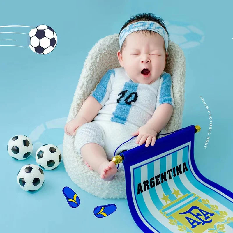 Newborn Photography Props Soccer Top+Pants Set Accessories