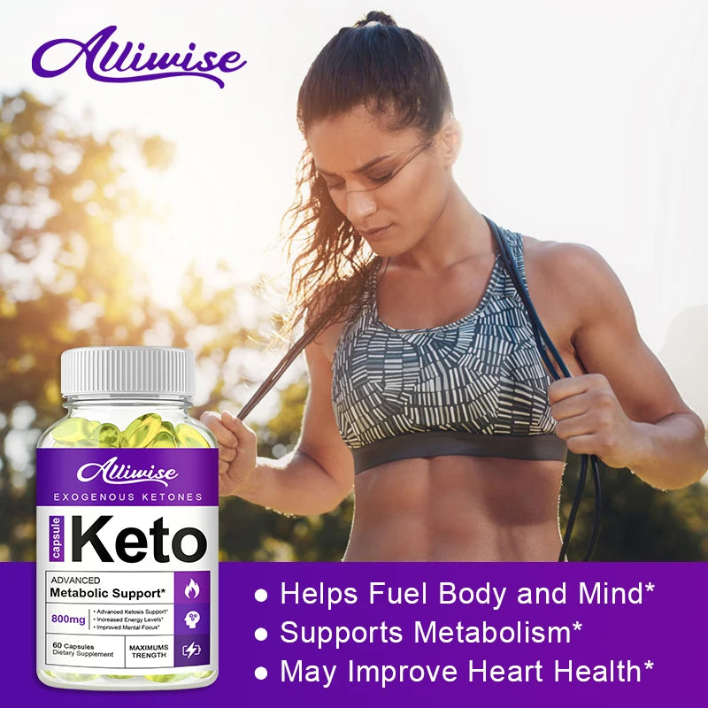 Alliwise Keto Capsule Fat Burner Ketosis Weight Loss Natural Ketogenic Healthy Supplement Diet Promote Energy Metabolic Appetite
