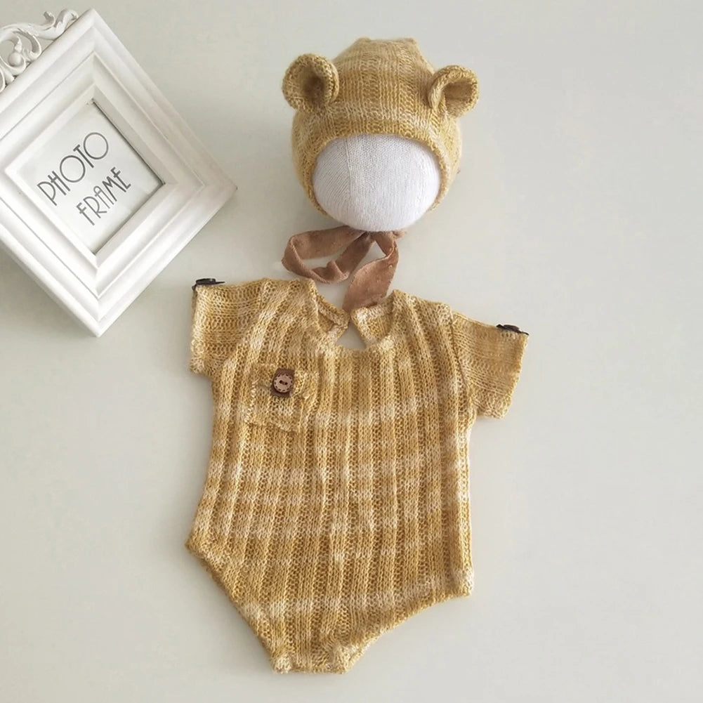 Handmade mohair teddy bear hat + shorts Crochet