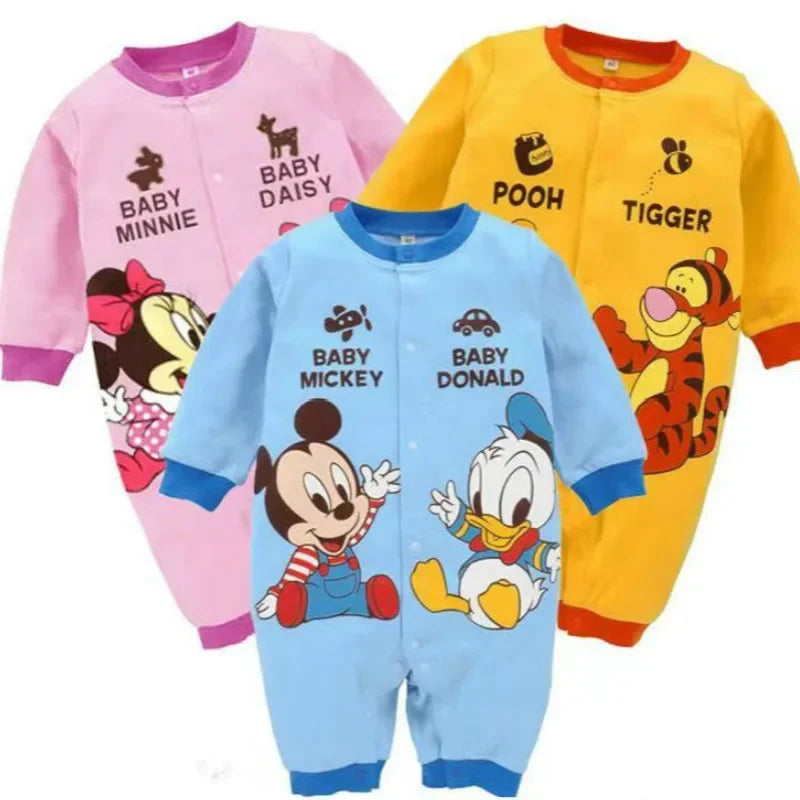 Newborn Romper Cartoon Mickey Minnie Mouse Winnie Pooh Infant Jumpsuit