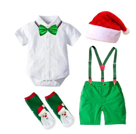 3 to 24 Months Newborn Boy Clothes Baby Printed Set Christmas Fashion Romper Pants Hats Socks Outfits for Kids